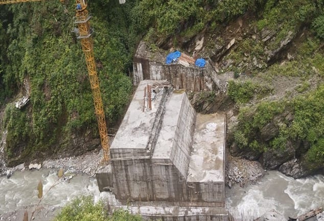 Raised weir under construction